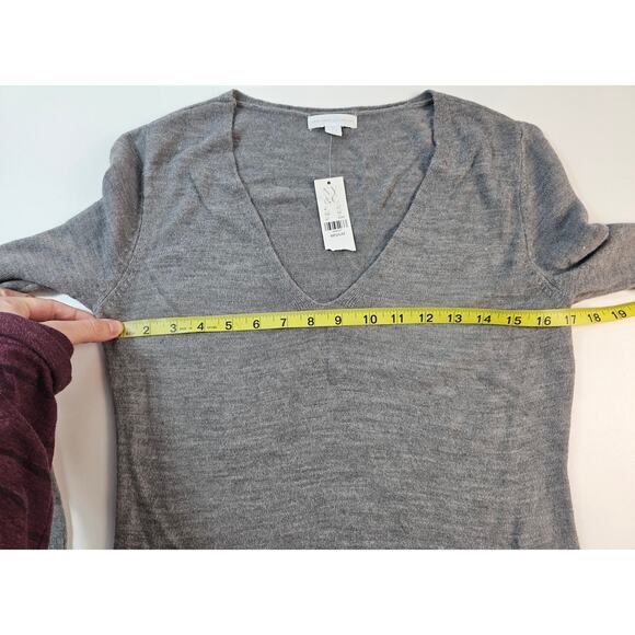 NWT NY&C split neck grey knit tunic sweater size M medium minimalist winter gray - Picture 7 of 8